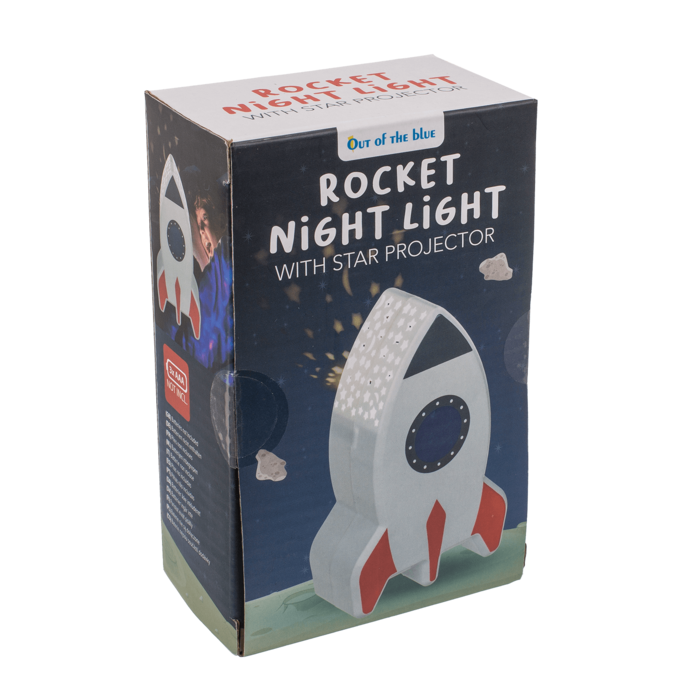 Nachttischleuchte mit Sternenprojektor, Rakete,
