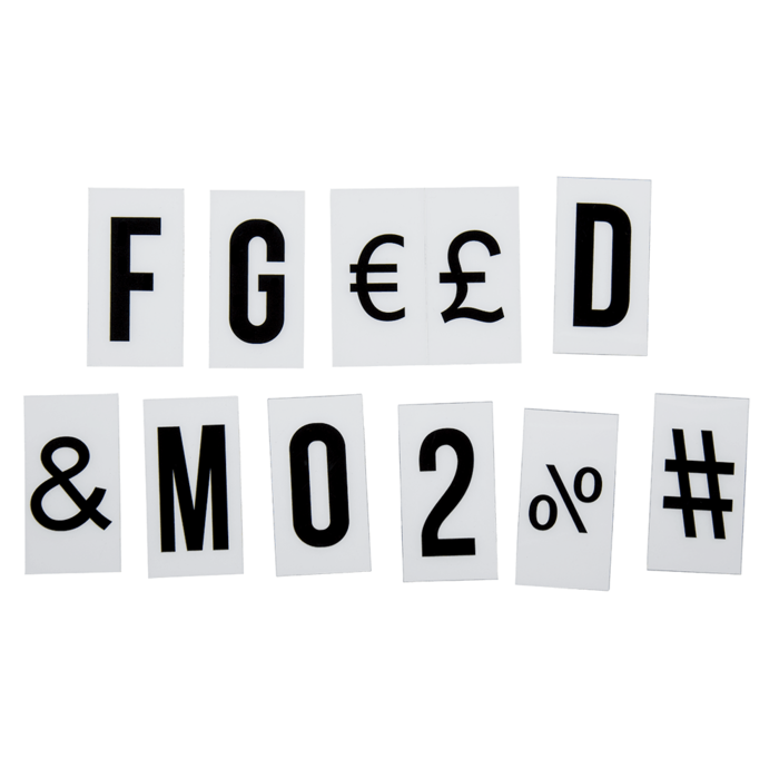 Beleuchtete Anzeigetafel mit 84 Buchstaben &
