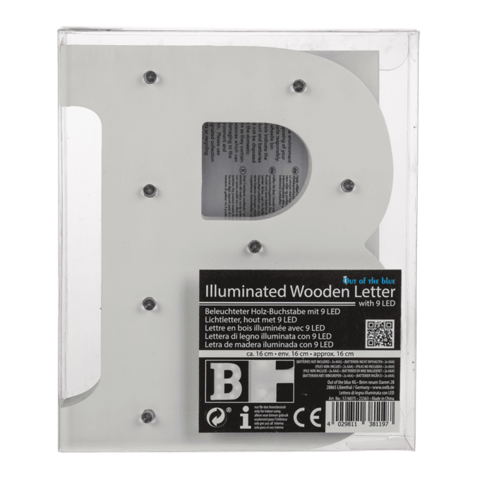 Beleuchteter Holz-Buchstabe B, mit 9 LED,