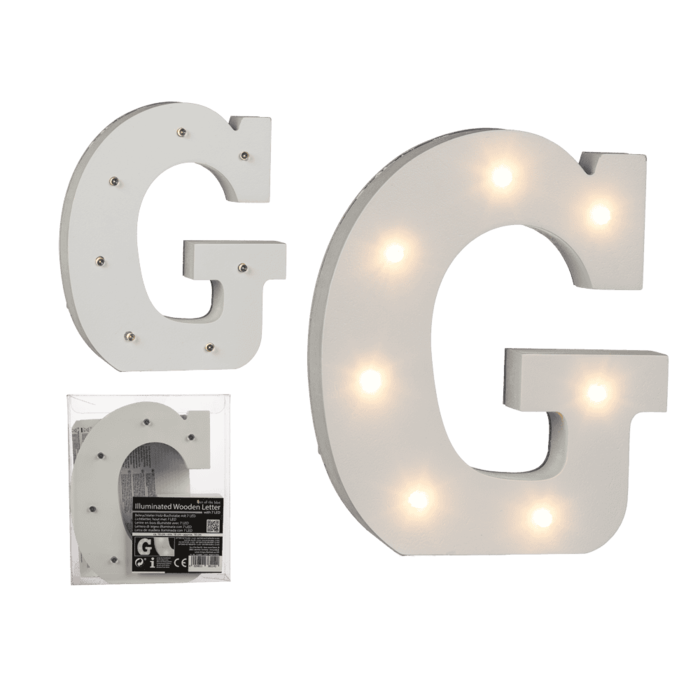 Beleuchteter Holz-Buchstabe G, mit 7 LED,