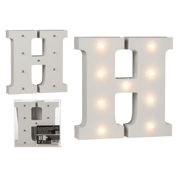 Beleuchteter Holz-Buchstabe H, mit 9 LED,