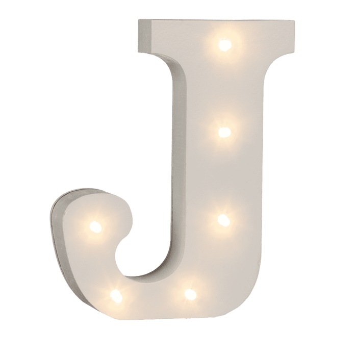 Beleuchteter Holz-Buchstabe J, mit 6 LED,