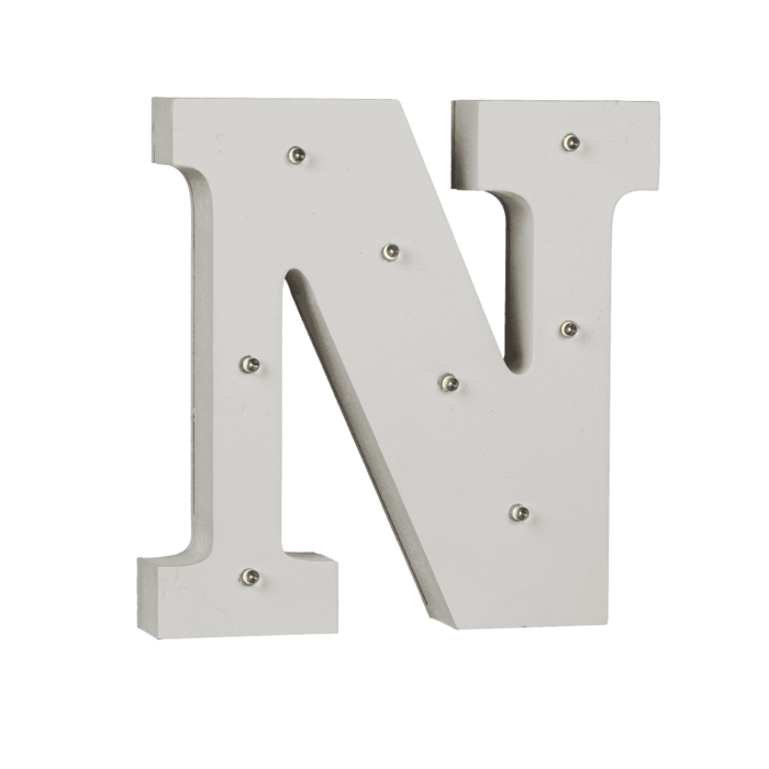 Beleuchteter Holz-Buchstabe N, mit 8 LED,
