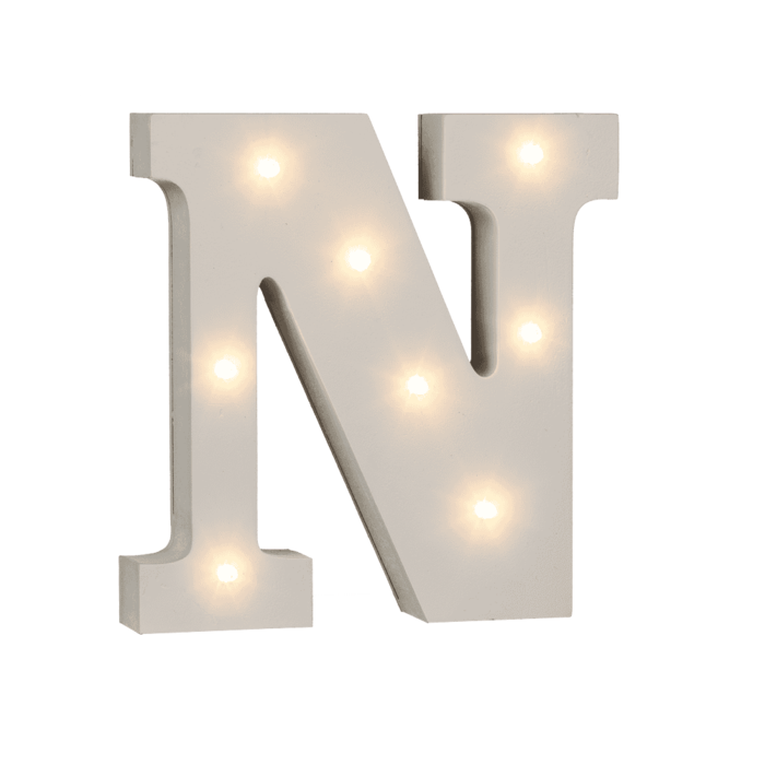 Beleuchteter Holz-Buchstabe N, mit 8 LED,