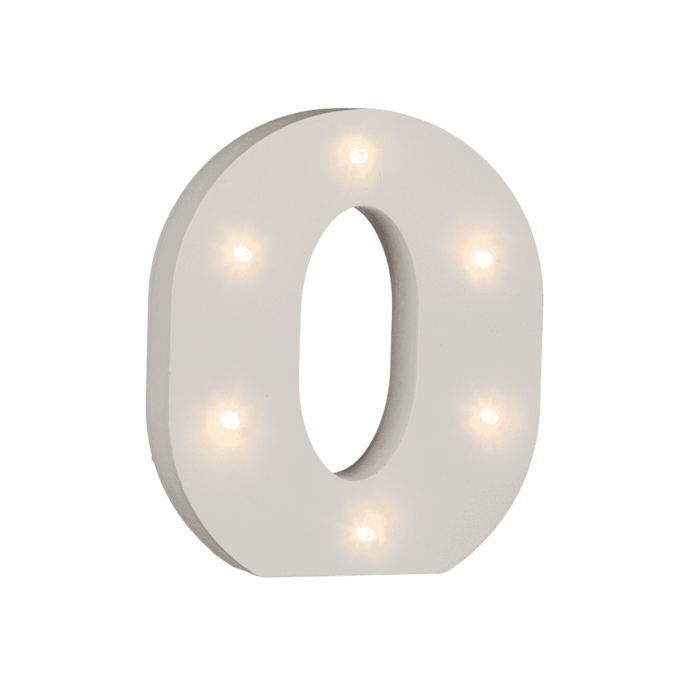 Beleuchteter Holz-Buchstabe O, mit 6 LED,