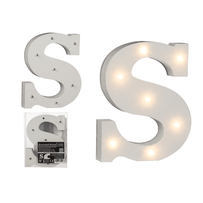 Beleuchteter Holz-Buchstabe S, mit 7 LED,