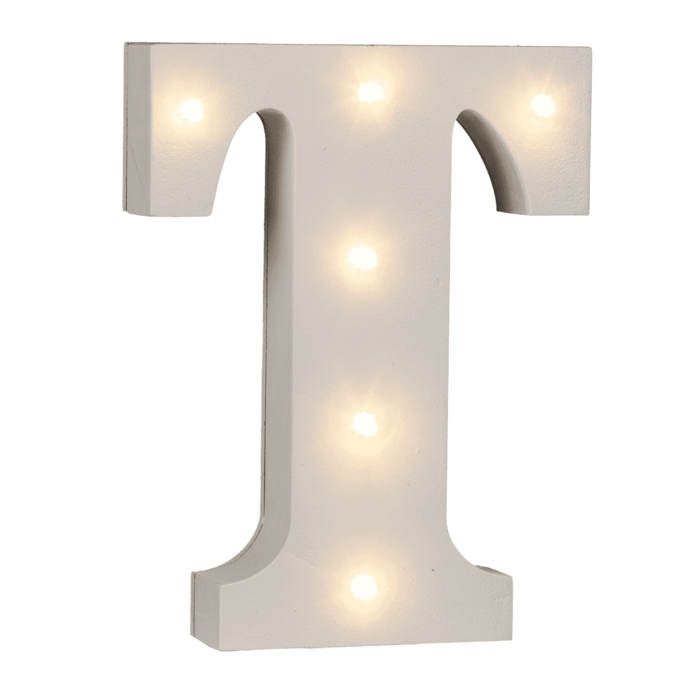 Beleuchteter Holz-Buchstabe T, mit 6 LED,