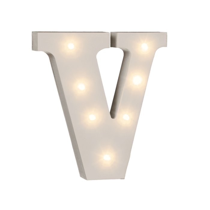 Beleuchteter Holz-Buchstabe V, mit 7 LED,