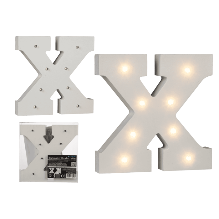 Beleuchteter Holz-Buchstabe X, mit 8 LED,