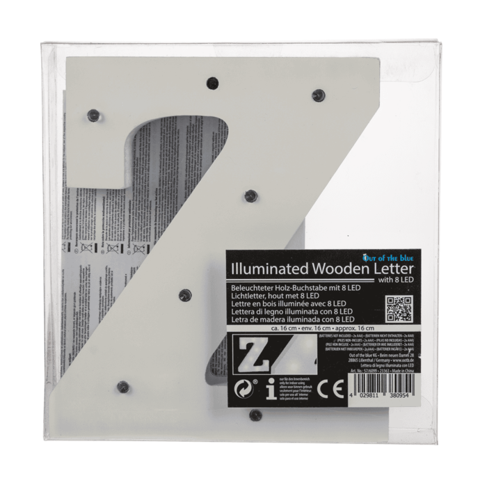 Beleuchteter Holz-Buchstabe Z, mit 8 LED,
