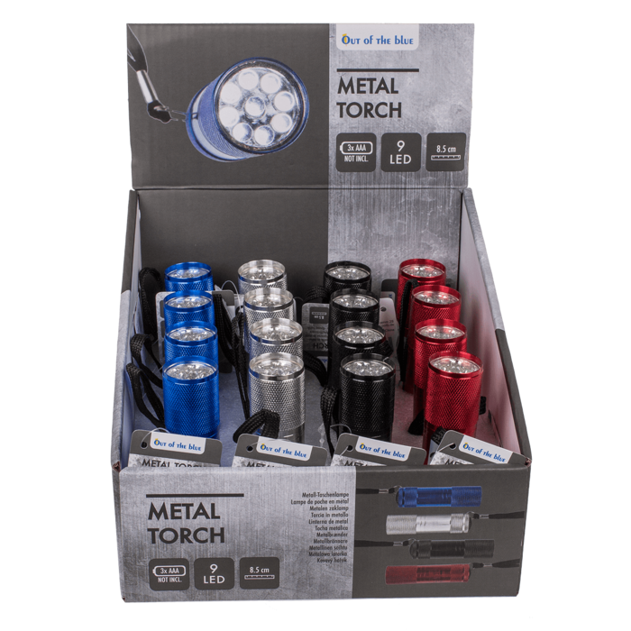 Metall-Taschenlampe mit 9 LED, ca. 8,5 cm,