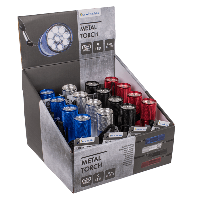 Metall-Taschenlampe mit 9 LED, ca. 8,5 cm,