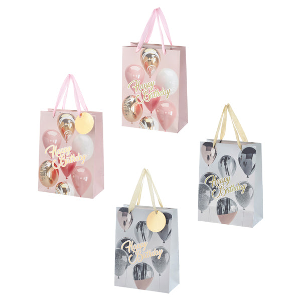 Geschenktüte Happy Birthday Ballons, 2/s, L, ca.32cmH