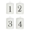 Stumpenkerze weiß, Zahlen 1-4, schwarz, 4er Set