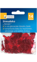 Streudeko "Herzen", 14g, rot-metallic