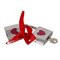 Silberfarbenes Liebesschloss mit rotem Herz,
