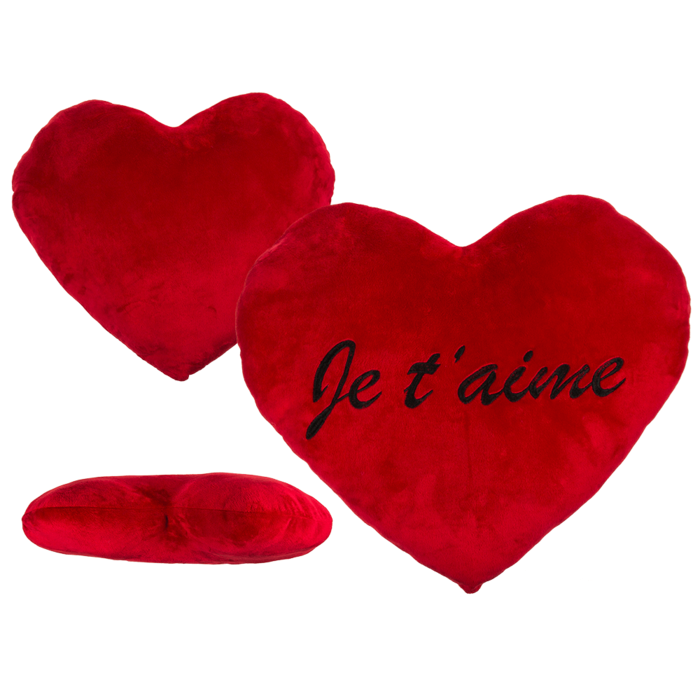 "Rotes Jumbo-Plüschherz, Je t'aime, ca. 60 cm"