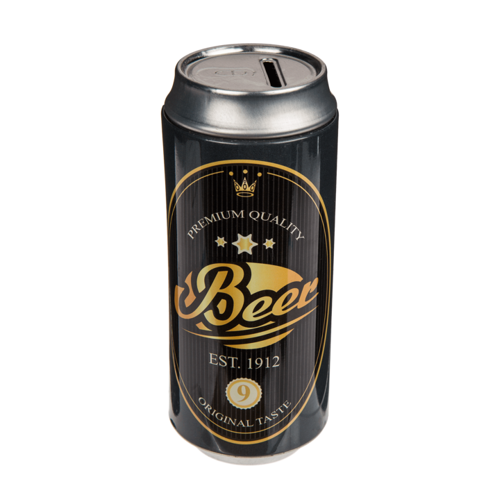 Metall-Spardose, Bierdose, ca. 16 x 7 cm,