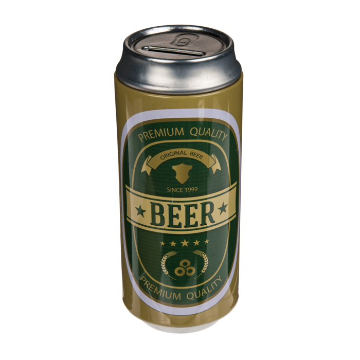 Metall-Spardose, Bierdose, ca. 16 x 7 cm,