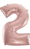 Folienballon "Zahl", Höhe 80cm, roségold, mit Aufblashalm, 2
