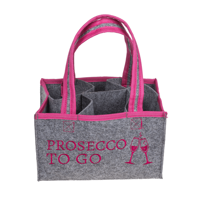 Graue Filztasche mit 6 Fächern, für 6 Flaschen,