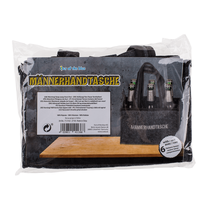 Graue Männerhandtasche mit 6 Fächern,