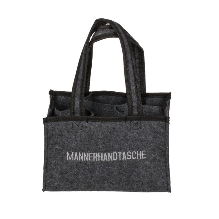 Graue Männerhandtasche mit 6 Fächern,