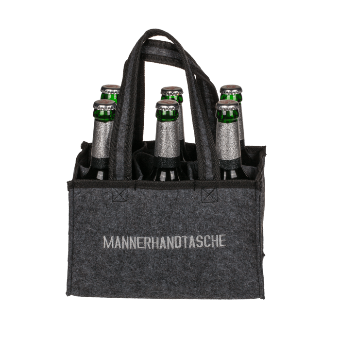 Graue Männerhandtasche mit 6 Fächern,