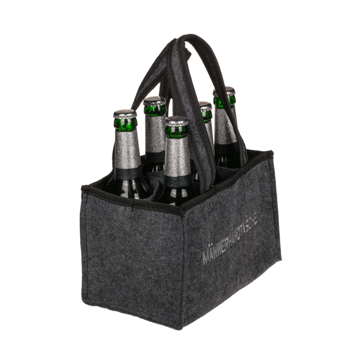 Graue Männerhandtasche mit 6 Fächern,