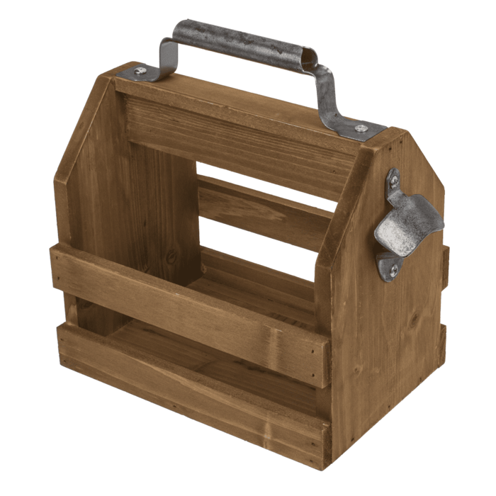 Holz-Flaschenhalter mit Metall-Flaschenöffner,