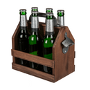 Holz-Flaschenhalter mit Metall-Flaschenöffner,