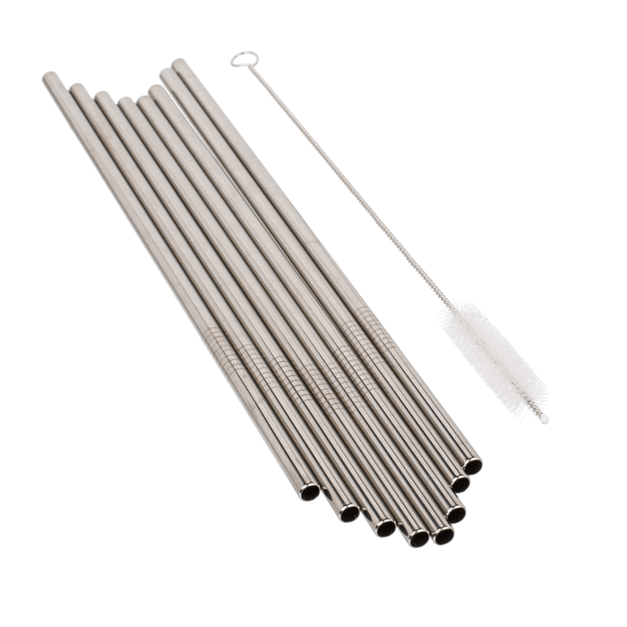 Metall-Trinkhalm mit Reinigungsbürste,