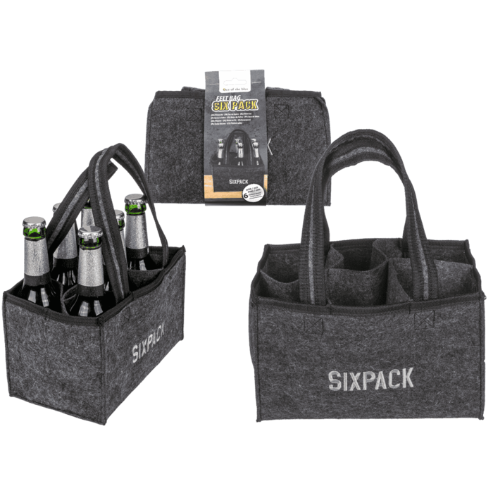 Flaschentasche aus Filz mit 6 Fächern, Sixpack,