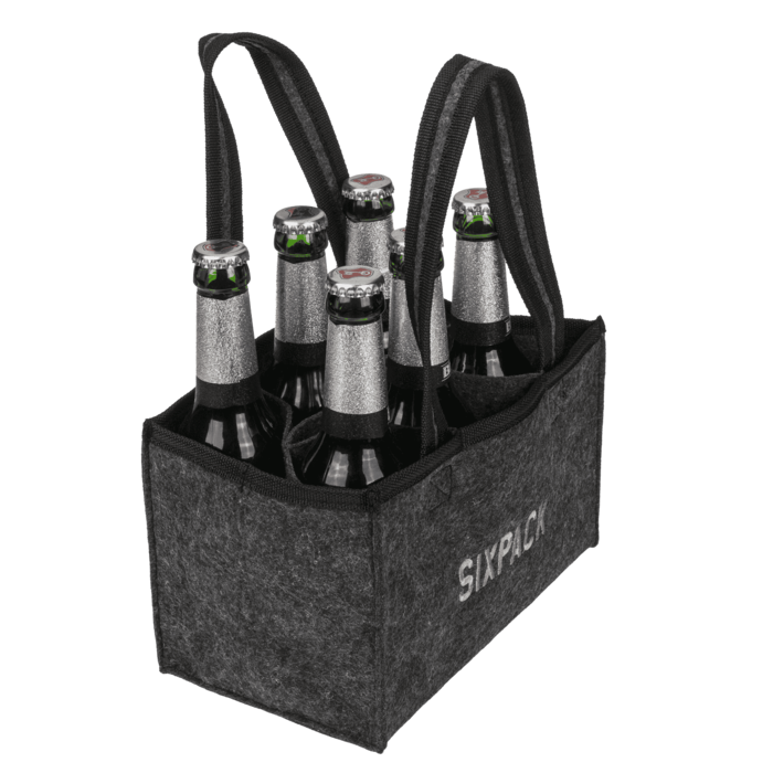 Flaschentasche aus Filz mit 6 Fächern, Sixpack,