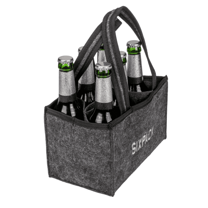 Flaschentasche aus Filz mit 6 Fächern, Sixpack,