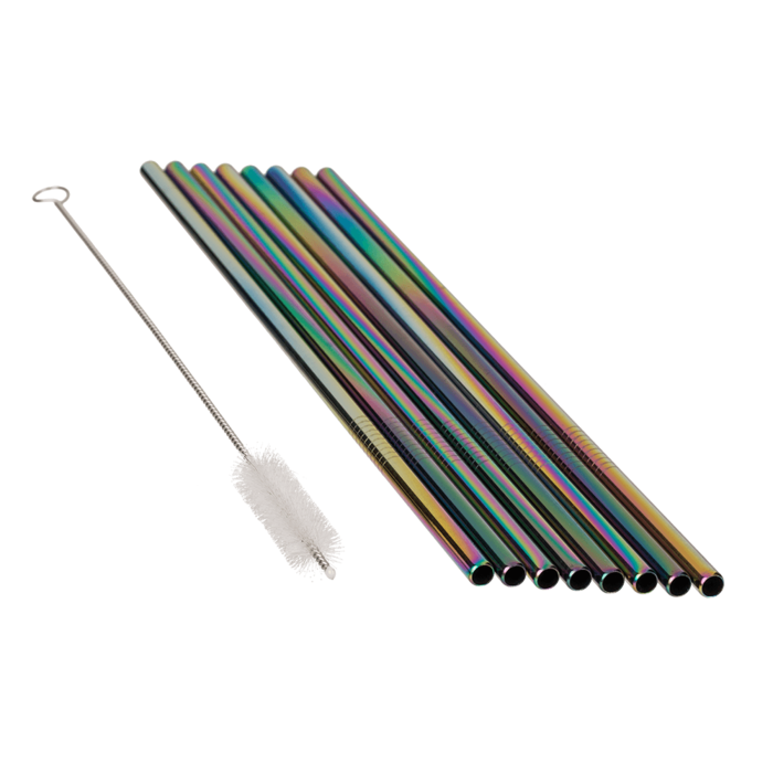 Metall-Trinkhalm in Regenbogenfarben,