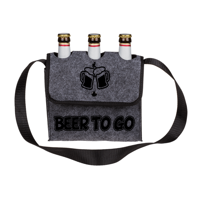 Graue Umhängetasche, Beer to go,