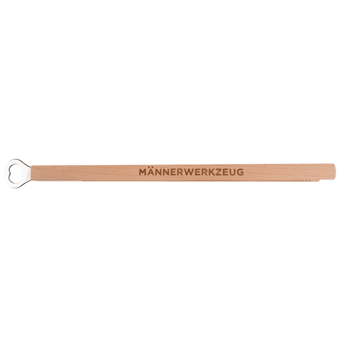 Holz-Grillzange mit Flaschenöffner, ca. 43 cm