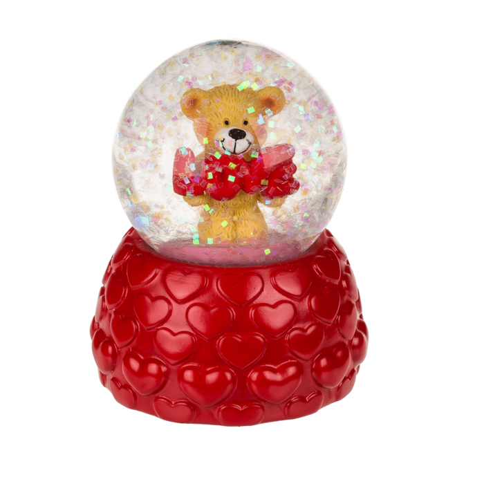 Glitterkugel Bär, auf Sockel,