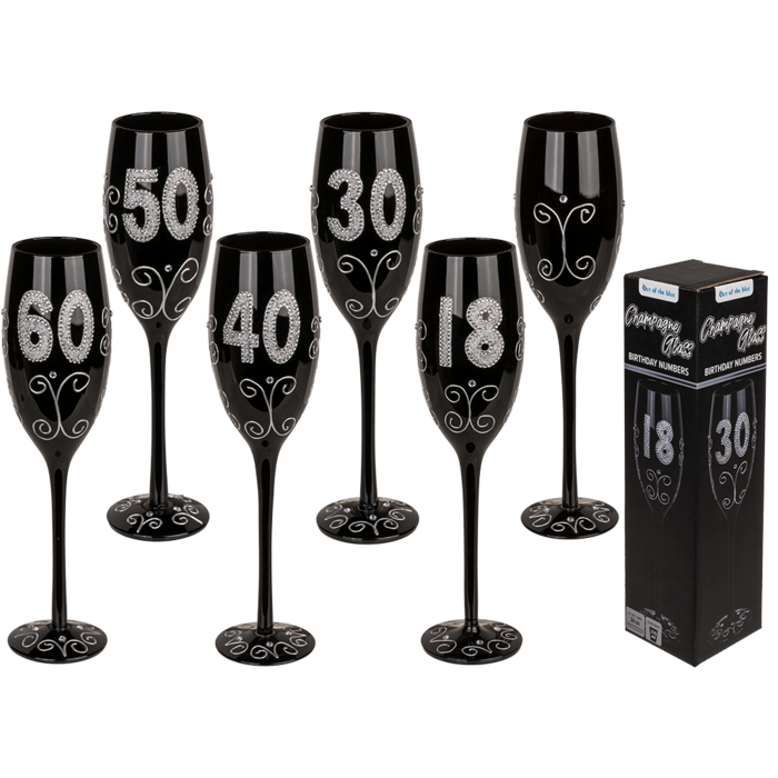 Schwarzes Sektglas mit silberfarbener