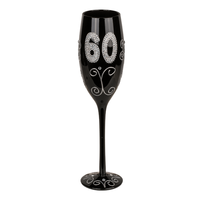 Schwarzes Sektglas mit silberfarbener
