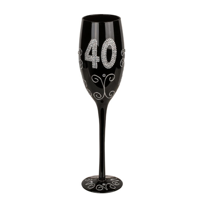 Schwarzes Sektglas mit silberfarbener