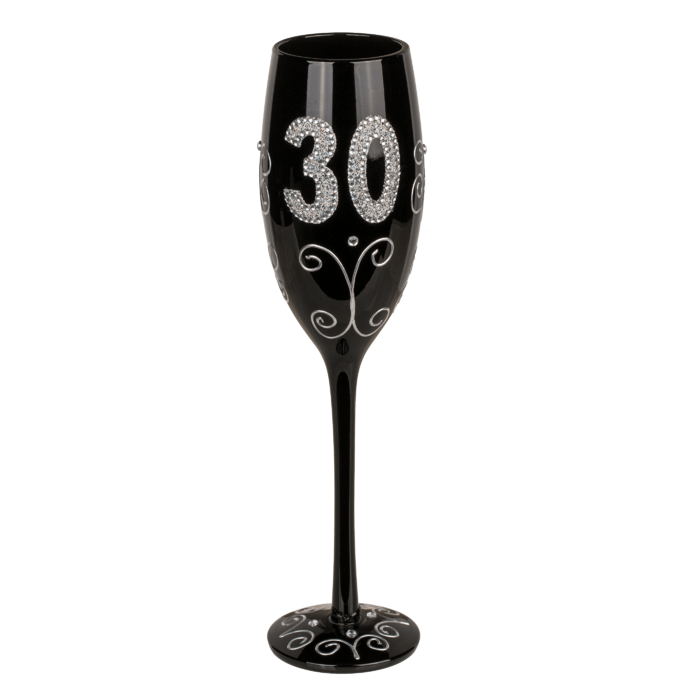 Schwarzes Sektglas mit silberfarbener