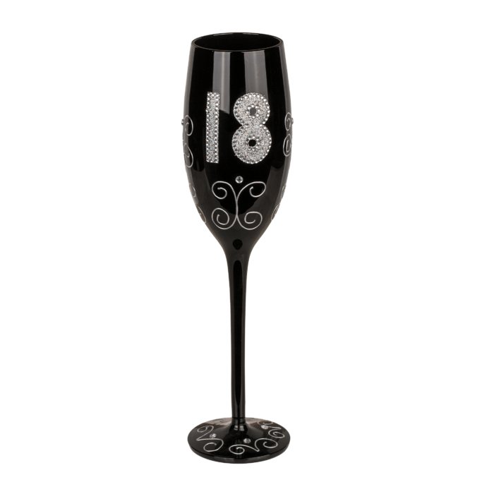 Schwarzes Sektglas mit silberfarbener
