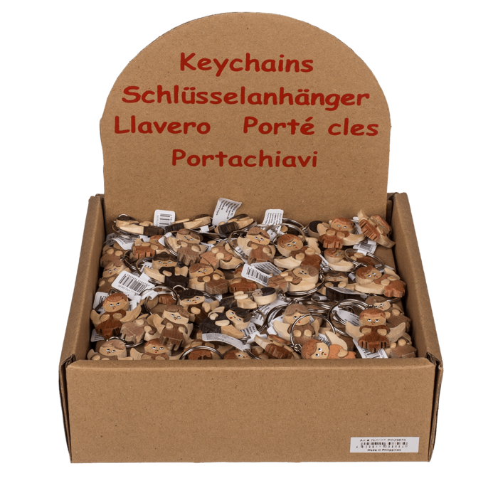 Metall-Schlüsselanhänger, Naturholz-Engel,