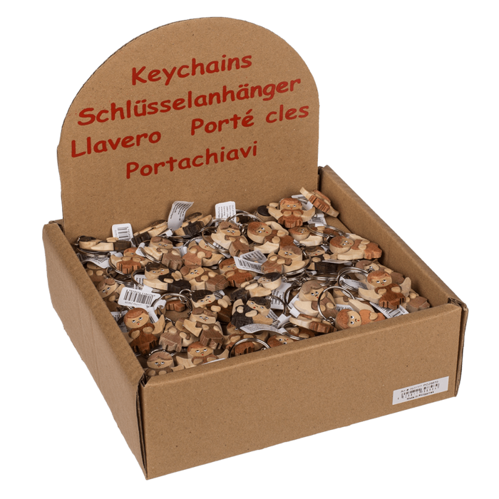 Metall-Schlüsselanhänger, Naturholz-Engel,