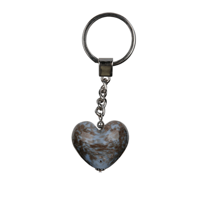 Metall-Schlüsselanhänger, Glasherz, ca. 2 cm,