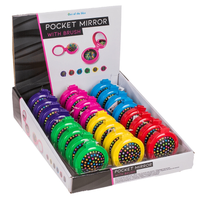 Taschenspiegel mit Bürste, Colours, ca. 7 cm,