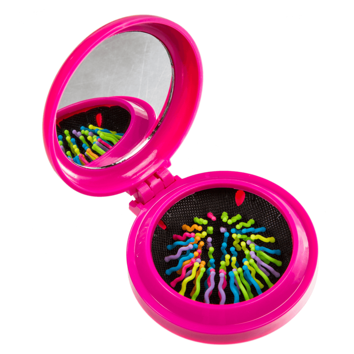Taschenspiegel mit Bürste, Colours, ca. 7 cm,