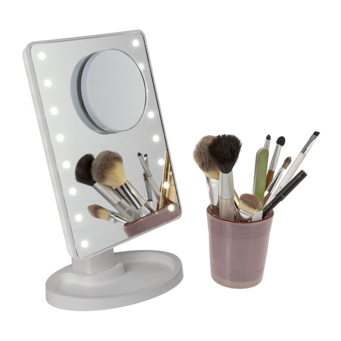 Schminkspiegel mit 16 LED & Lupenspiegel,